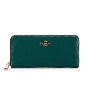 Coach Logo Slim Accordion Zip Leather Wallet